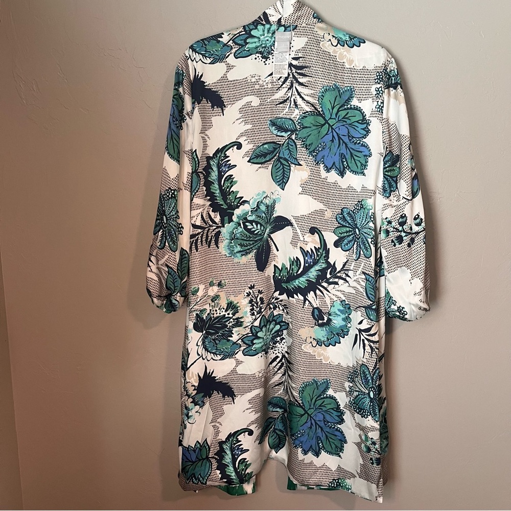 Chico’s Reversible Floral Printed Longline Kimono Ikat Duster Cardigan - Picture 14 of 15